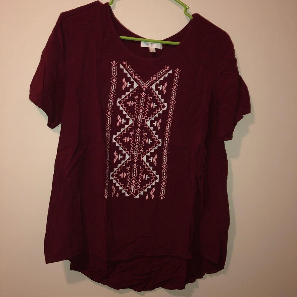 Deep red Aztec print top